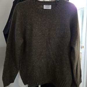 Old Navy Olive Green Speckled Knit Sweater